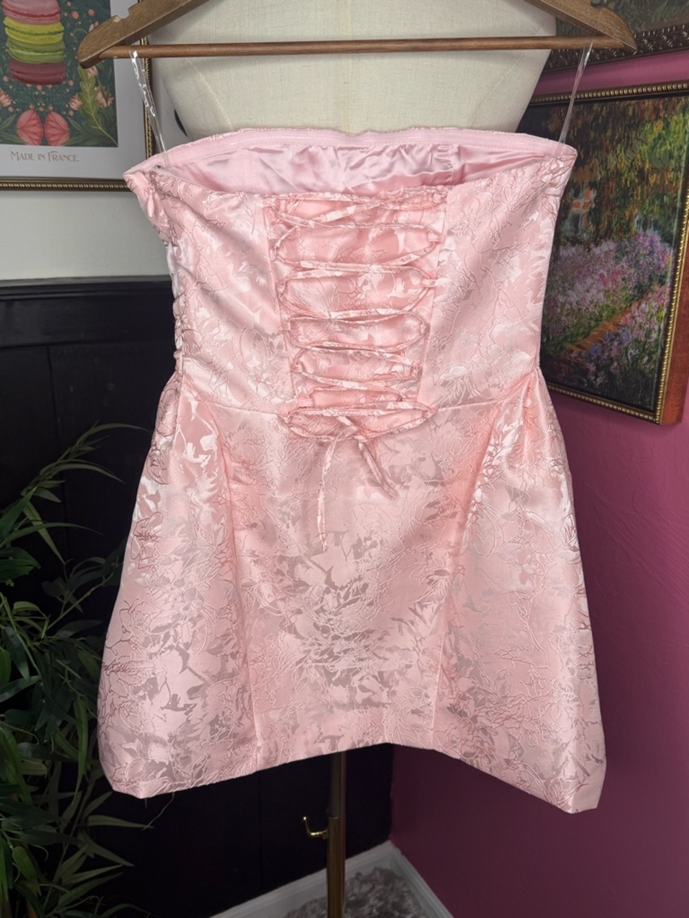 NWT BABYBOO Fashion Elenora Floral Jacquard Mini Dress Blush S (no big ribbon) - Picture 7 of 12